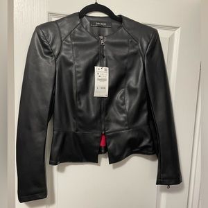 Zara black leather jacket
